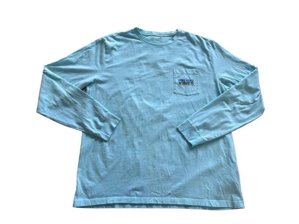 Vineyard Vines Long Sleeve Pocket Tee Light Blue Size L